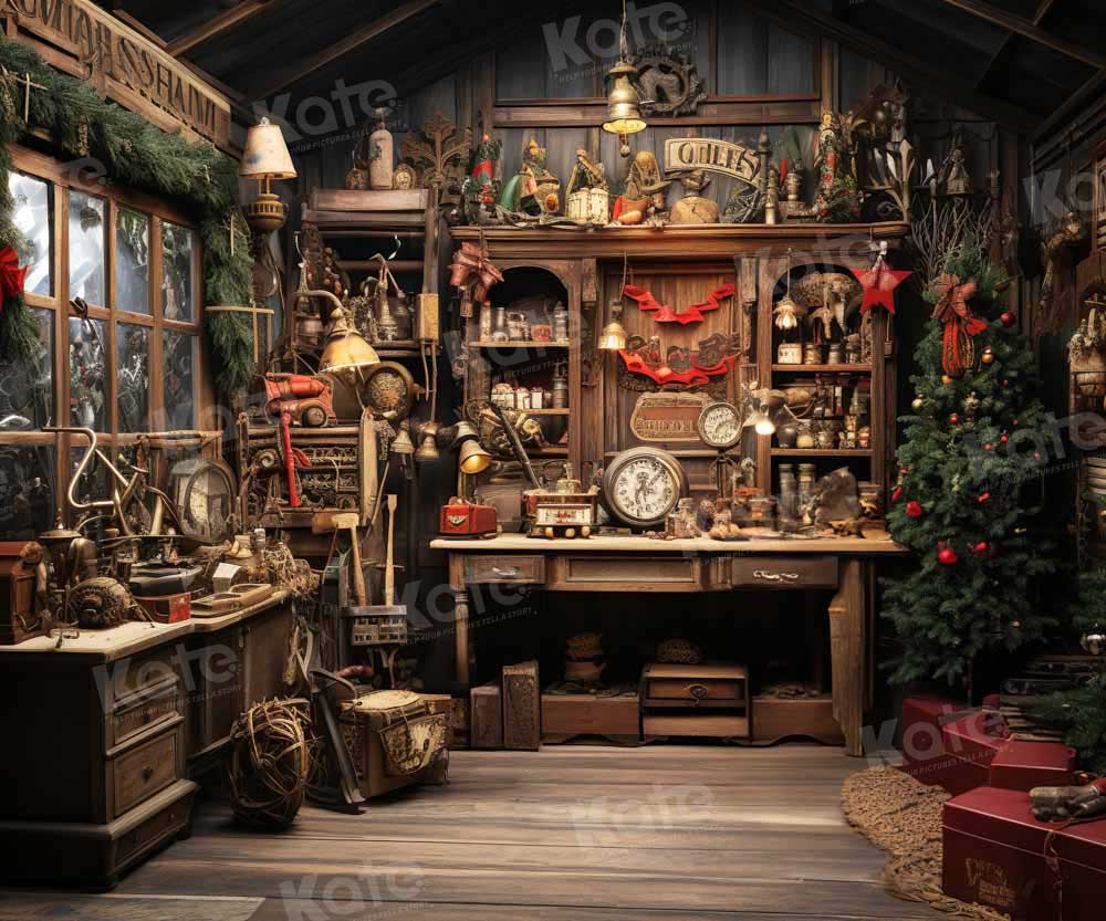 Kate Christmas Santa Workshop Room Backdrop Designed by Emetselch