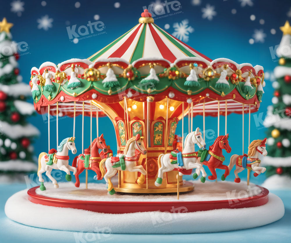 Kate Christmas Carousel Backdrop for Photography