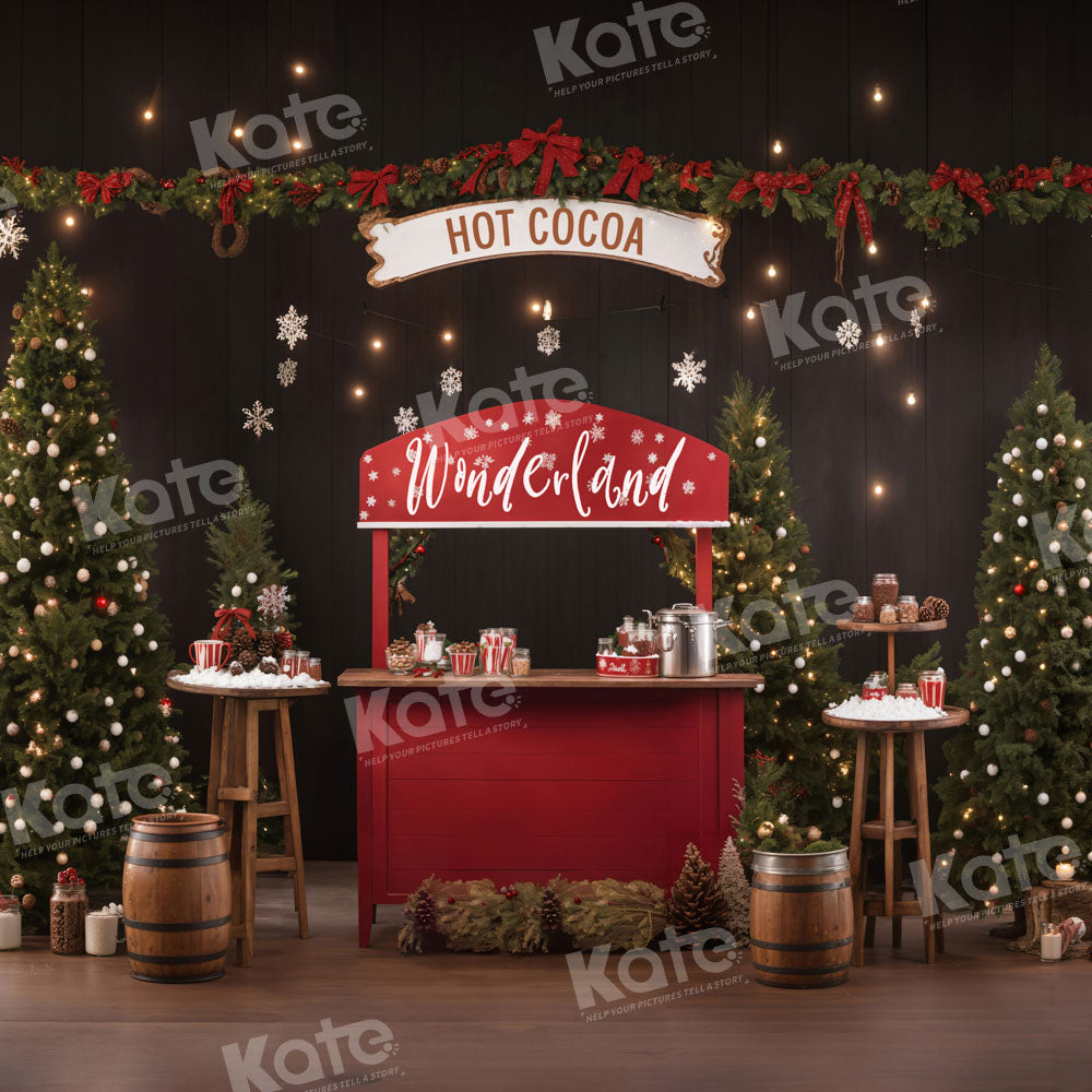 Kate Christmas Hot Cocoa Wonderland Red Backdrop for Photography
