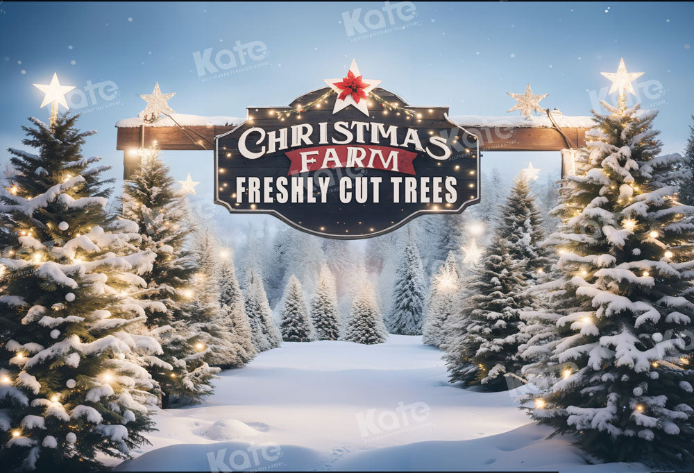 Kate Christmas Tree Farm Printed Backdrop for Photography