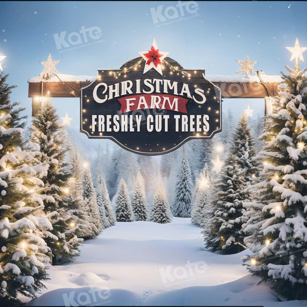 Kate Christmas Tree Farm Printed Backdrop for Photography