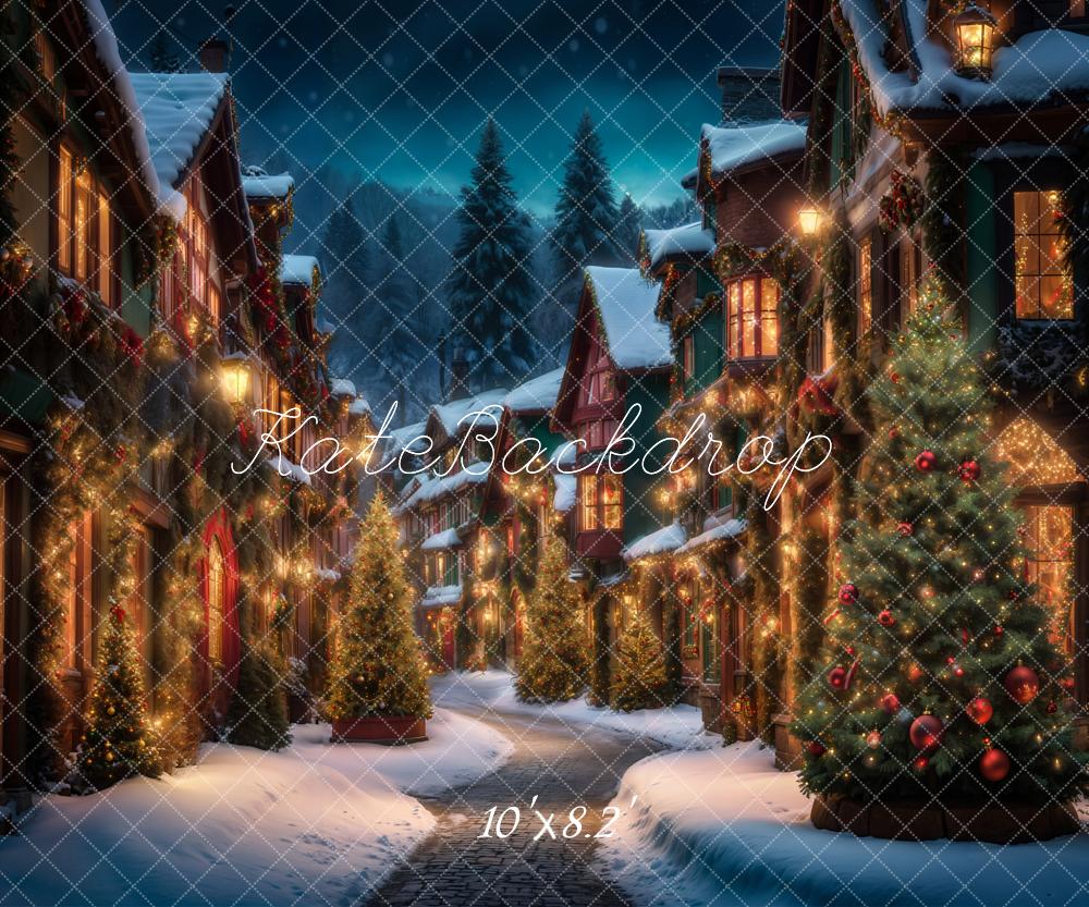 Kate Christmas Street in Night Backdrop for Photography