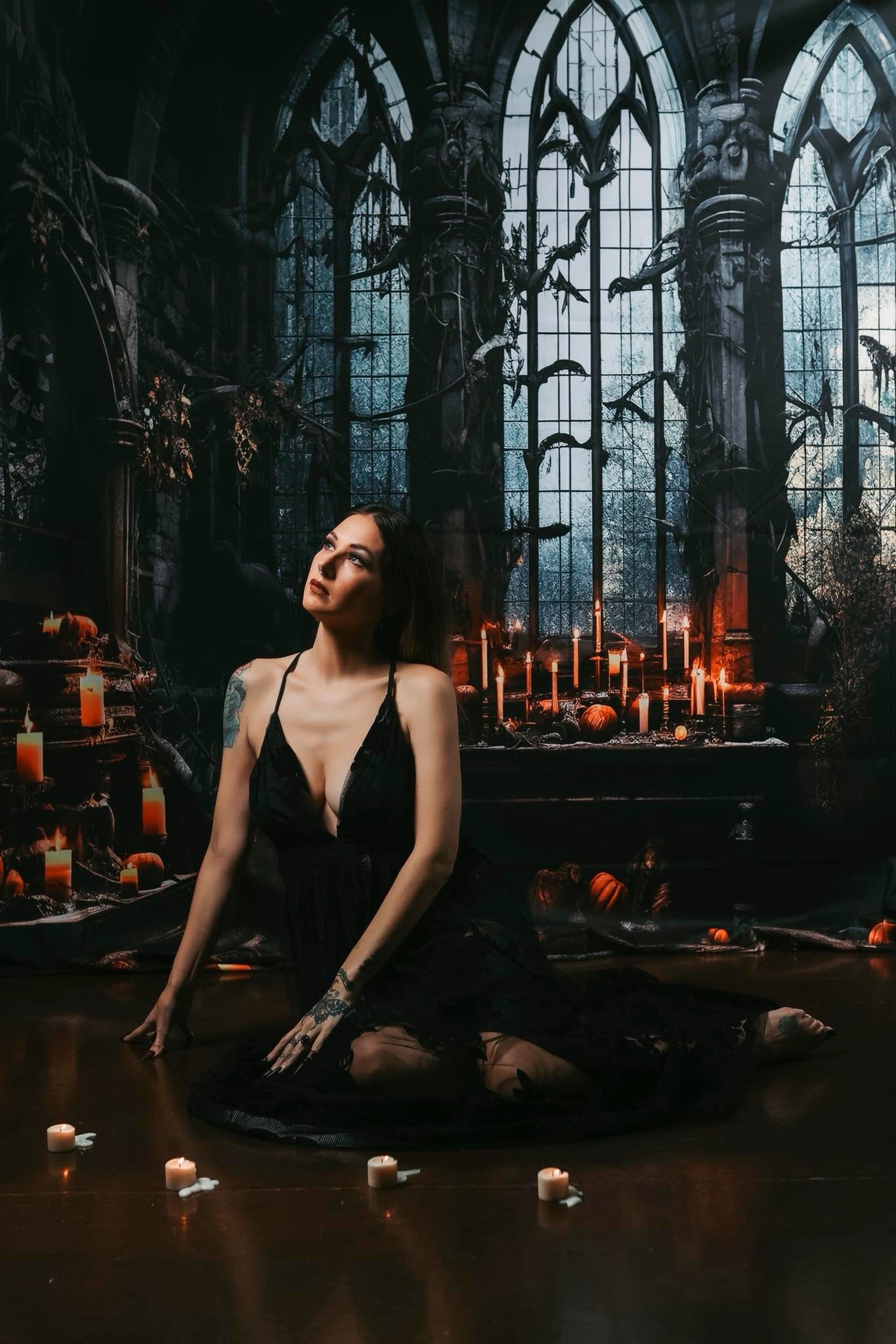 Halloween Donkere Kerkkaarsen Foto Achtergrond Ontworpen door Emetselch