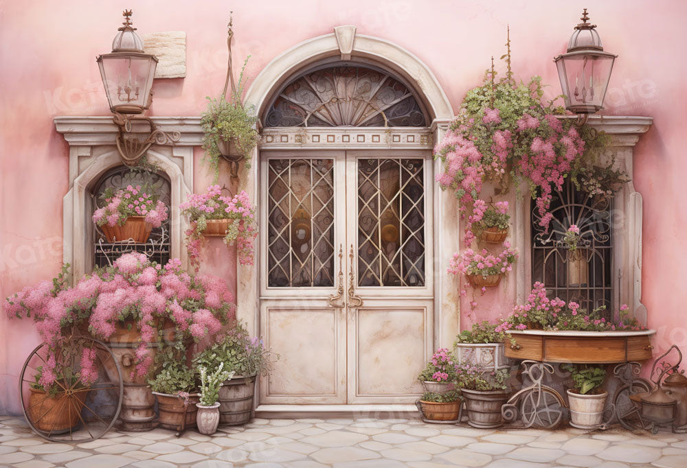 Valentine's Day Bloemenboog Roze Foto Achtergrond Ontworpen door Chain Photography