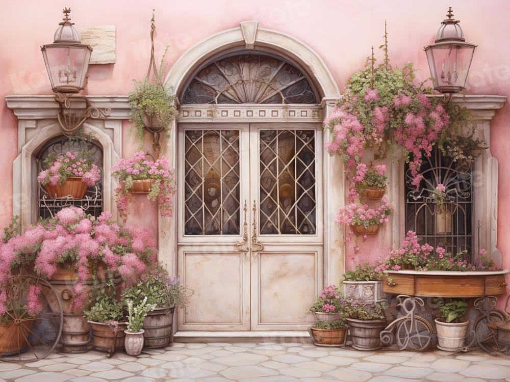 Valentine's Day Bloemenboog Roze Foto Achtergrond Ontworpen door Chain Photography