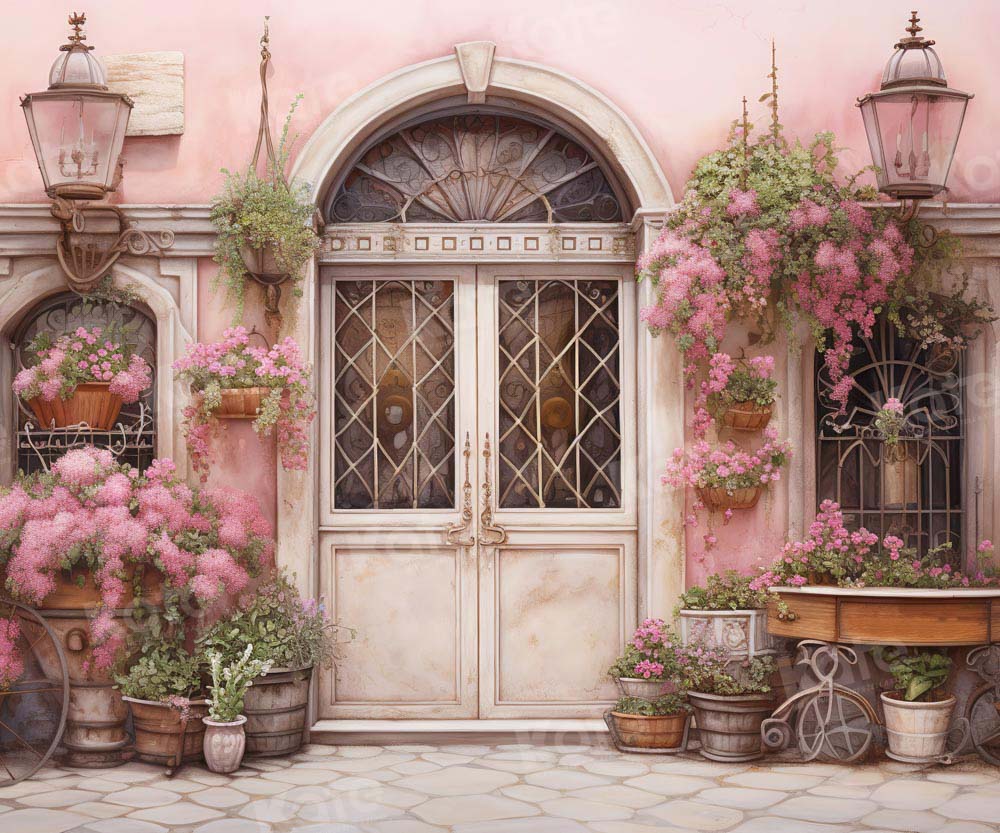 Valentine's Day Bloemenboog Roze Foto Achtergrond Ontworpen door Chain Photography