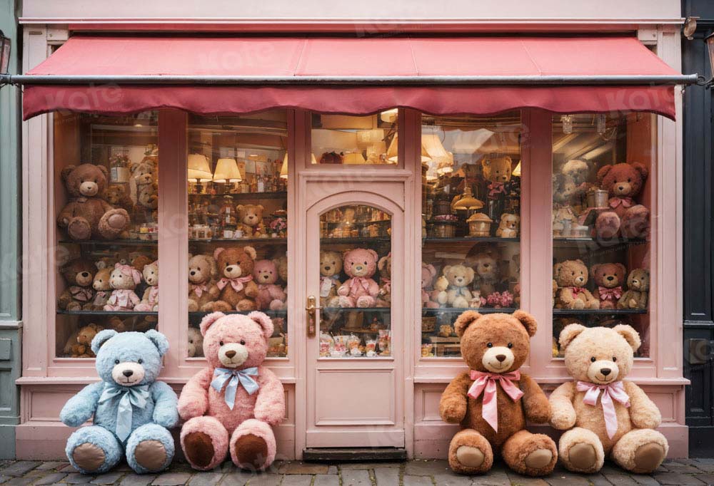 Kate Birthday Gift Pink Bear Display Window Backdrop Designed by Chain Photography