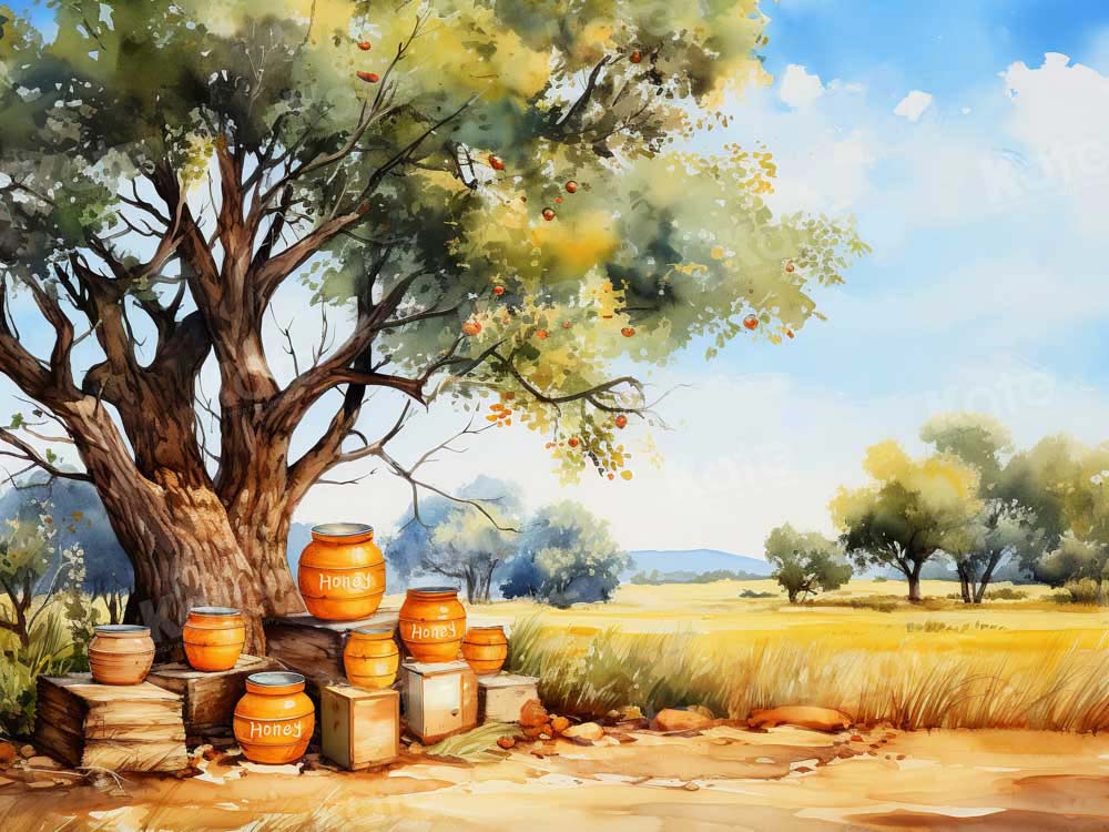 Kate Autumn Apple Tree Oil Painting Backdrop for Photography