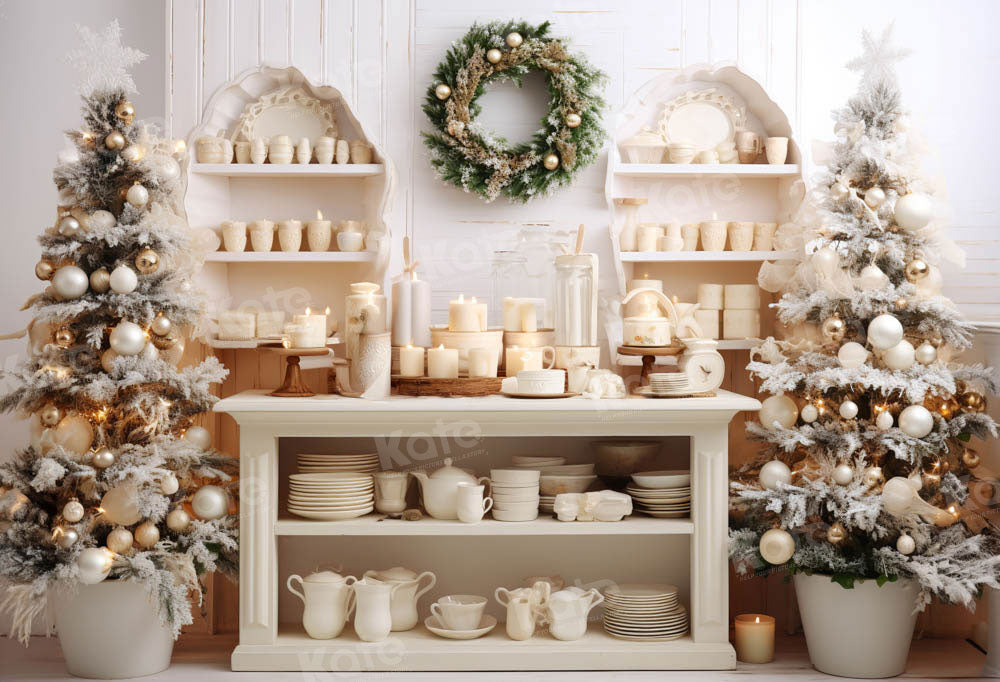 Kate Christmas Tree White Kitchen Backdrop Designed by Emetselch