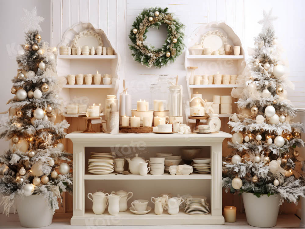 Kate Christmas Tree White Kitchen Backdrop Designed by Emetselch