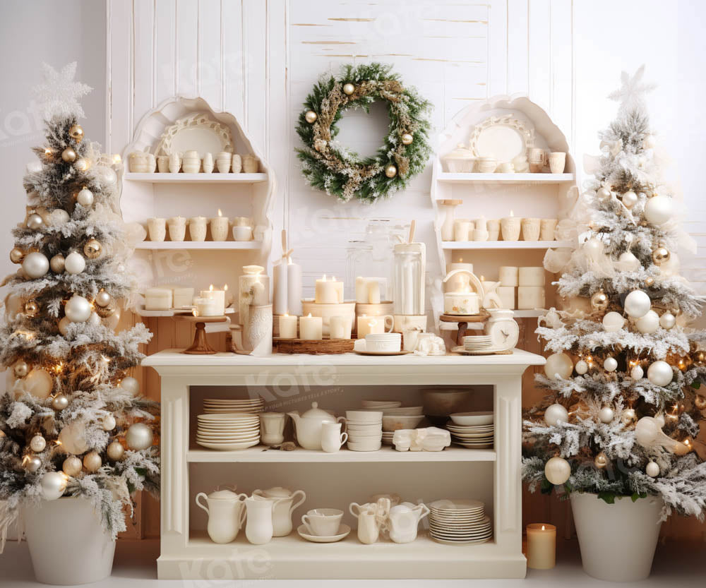 Kate Christmas Tree White Kitchen Backdrop Designed by Emetselch