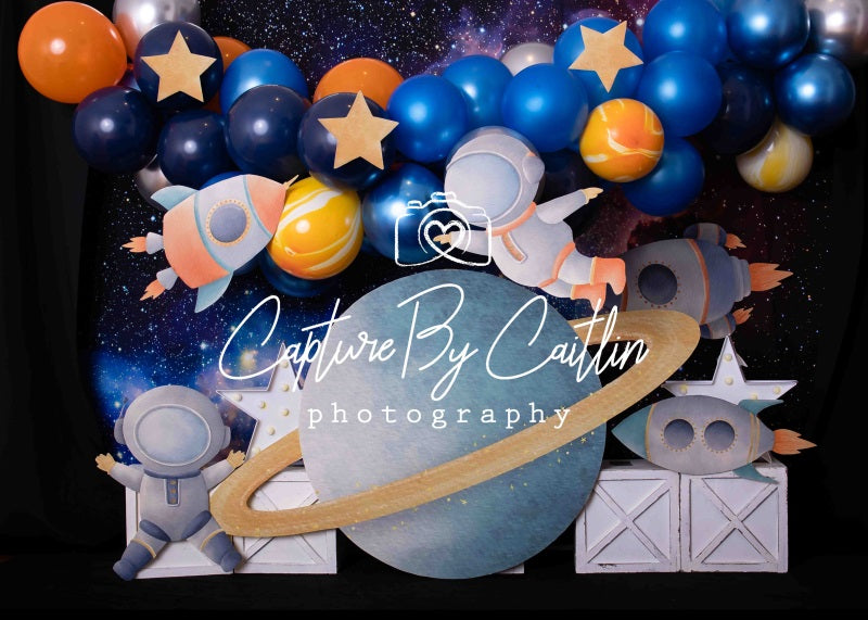 Verjaardag Outer Space Ballonnen Foto Achtergrond Ontworpen door Caitlin Lynch