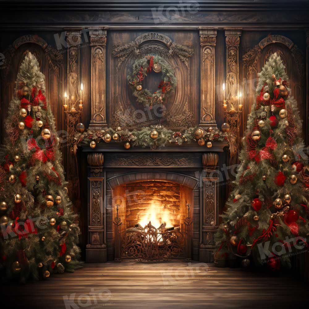 Kerstboom slinger vlammen achtergrond ontworpen door Chain Photography