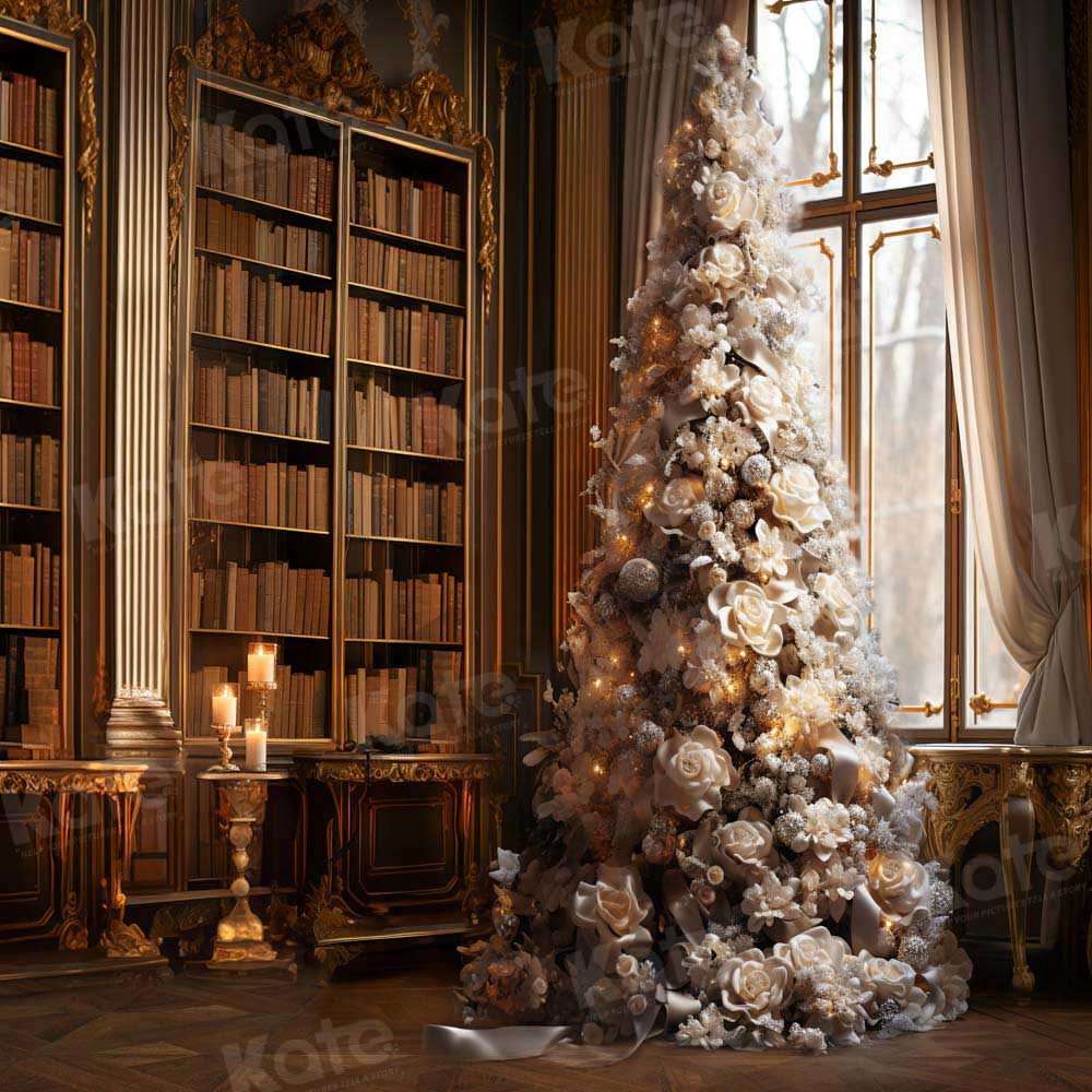 Kate Big Christmas Tree Book Wall Room Backdrop Designed by Chain Photography
