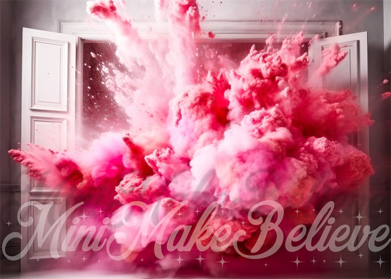 Kate Valentine Gender Reveal Pink Smoke Backdrop Designed by Mini Make