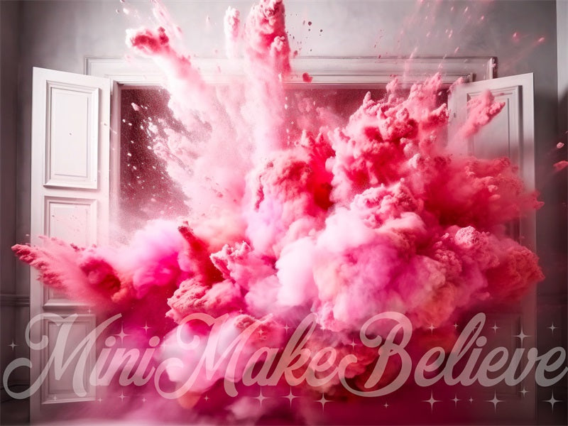 Valentine Gender Reveal Roze Rook Foto Achtergrond Ontworpen door Mini MakeBelieve