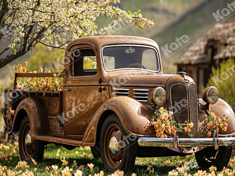 Spring Retro Brown Truck Outdoors Backdrop Progettato da Emetselch