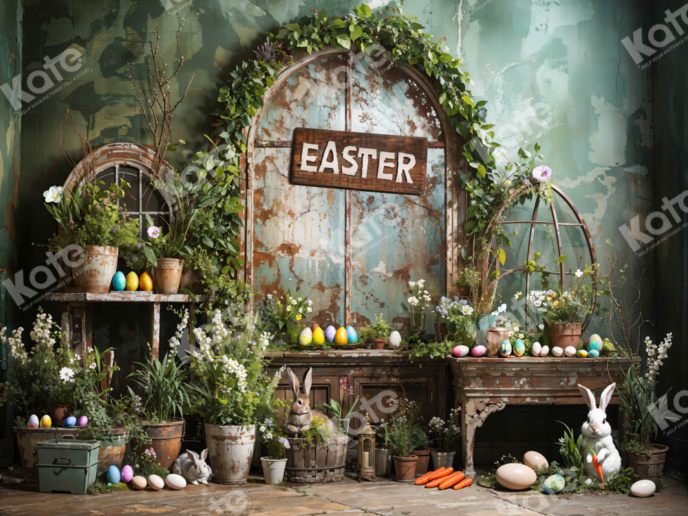 Kate Easter Green Plant Peter Rabbit Printed Backdrop Designed by Emetselch