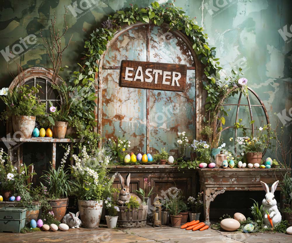 Kate Easter Green Plant Peter Rabbit Printed Backdrop Designed by Emetselch