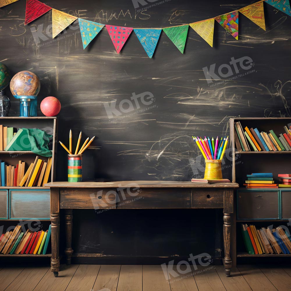 Kate Back To School Blackboard Globe Stationery Backdrop Designed by Emetselch