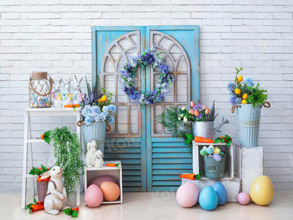 Kate Easter Egg Green Plant Bunny Backdrop Designed by Emetselch