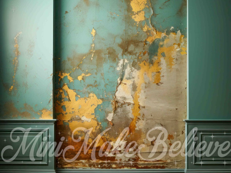 Moldura de pared de dos tonos de arte fino de cobre y mármol azul verdoso diseñada por Mini MakeBelieve