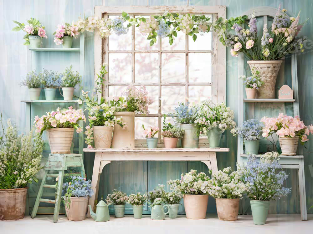 Groene Potted Window Backdrop Ontworpen door Emetselch