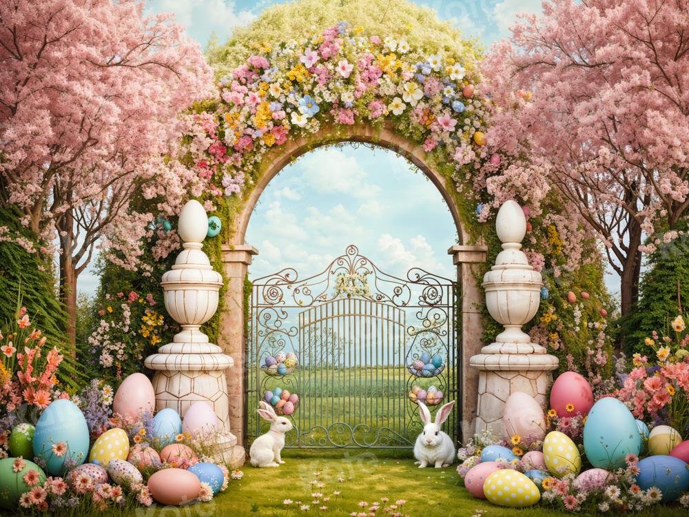 Kate Easter Bunny Colorful Eggs Flowers Arch Backdrop Designed by Chain Photography
