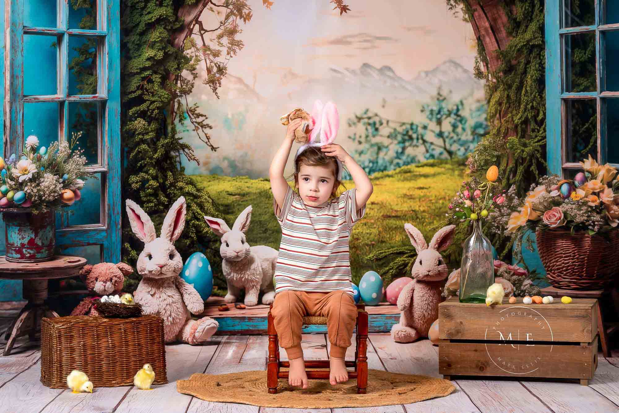 Kate Easter Bunny Hole View Alice in Wonderland Style Backdrop for Storybook-themed Photoshoots