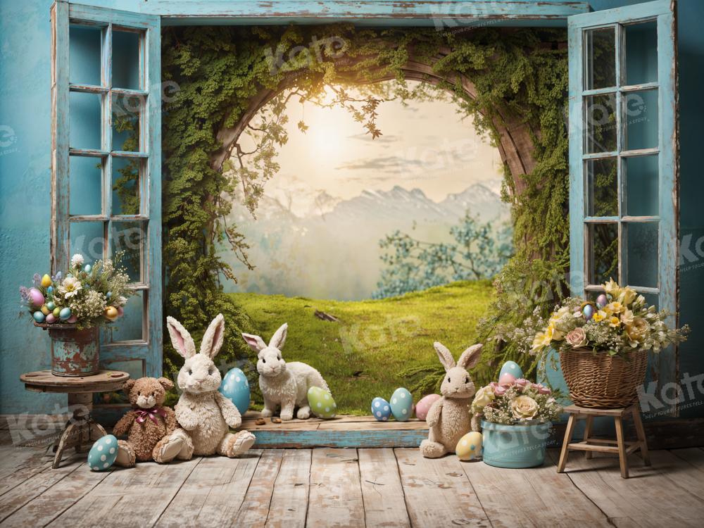 Kate Easter Bunny Hole View Alice in Wonderland Style Backdrop for Storybook-themed Photoshoots