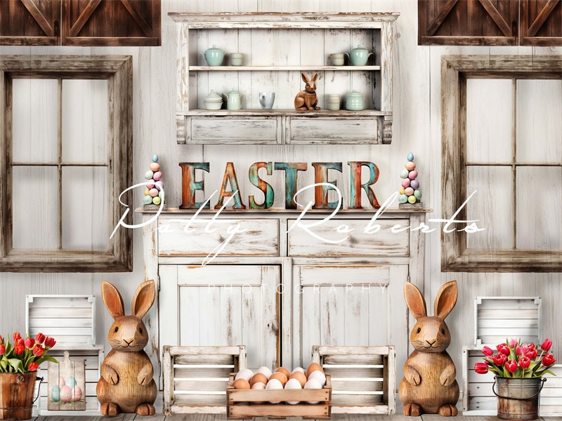 Kate Rustic Easter Rabbits Backdrop Designed by Patty Robert