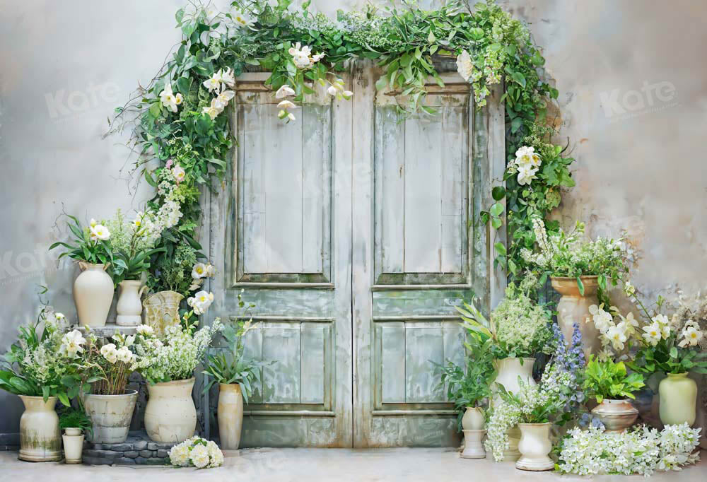 Plantas Verdes de Primavera Fondo de Puerta de Madera Diseñado por Emetselch