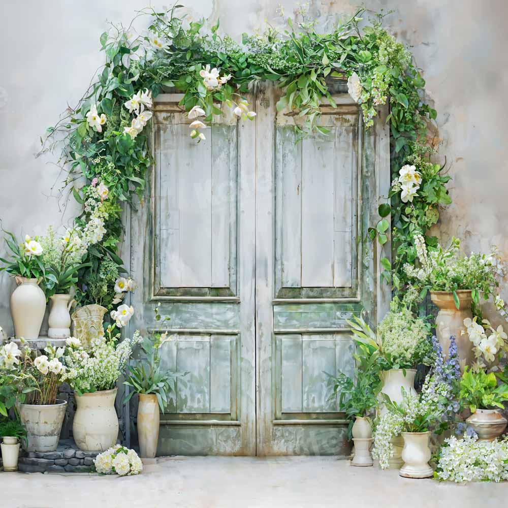 Plantas Verdes de Primavera Fondo de Puerta de Madera Diseñado por Emetselch