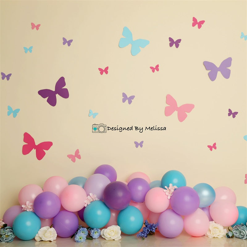 Kate Pastel Butterfly Birthday Backdrop Designed by Melissa King