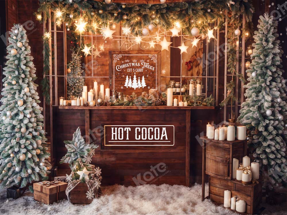 Kerst Hot Cocoa Candle Foto Achtergrond Ontworpen door Chain Photography