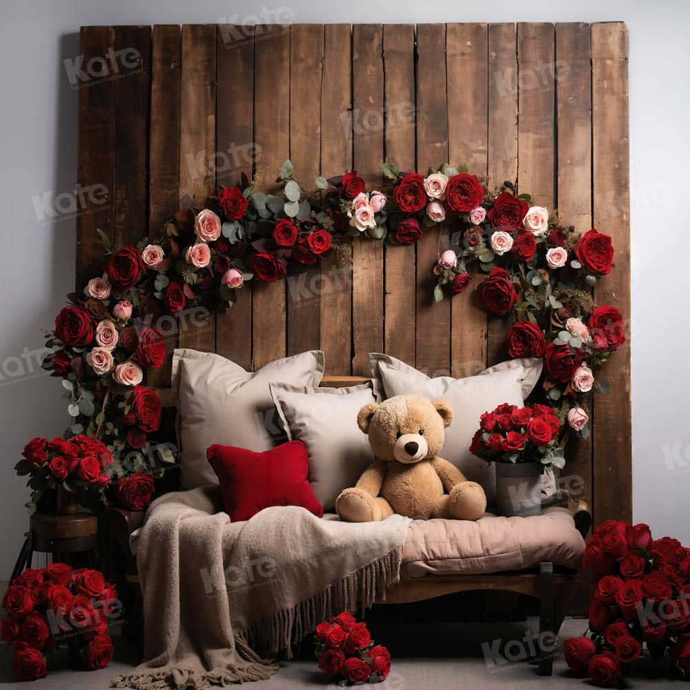 Kate Valentine's Day Flower Bear Sofa Backdrop Designed by Chain Photography