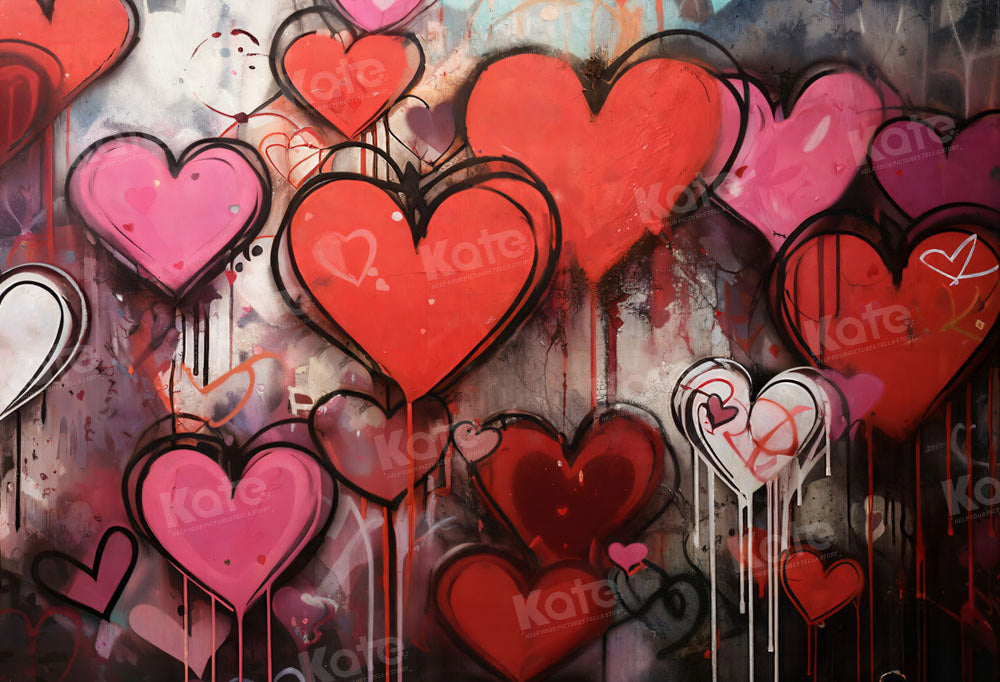 Kate Valentine's Day Hearts Graffiti Wall Backdrop Designed by Chain Photography