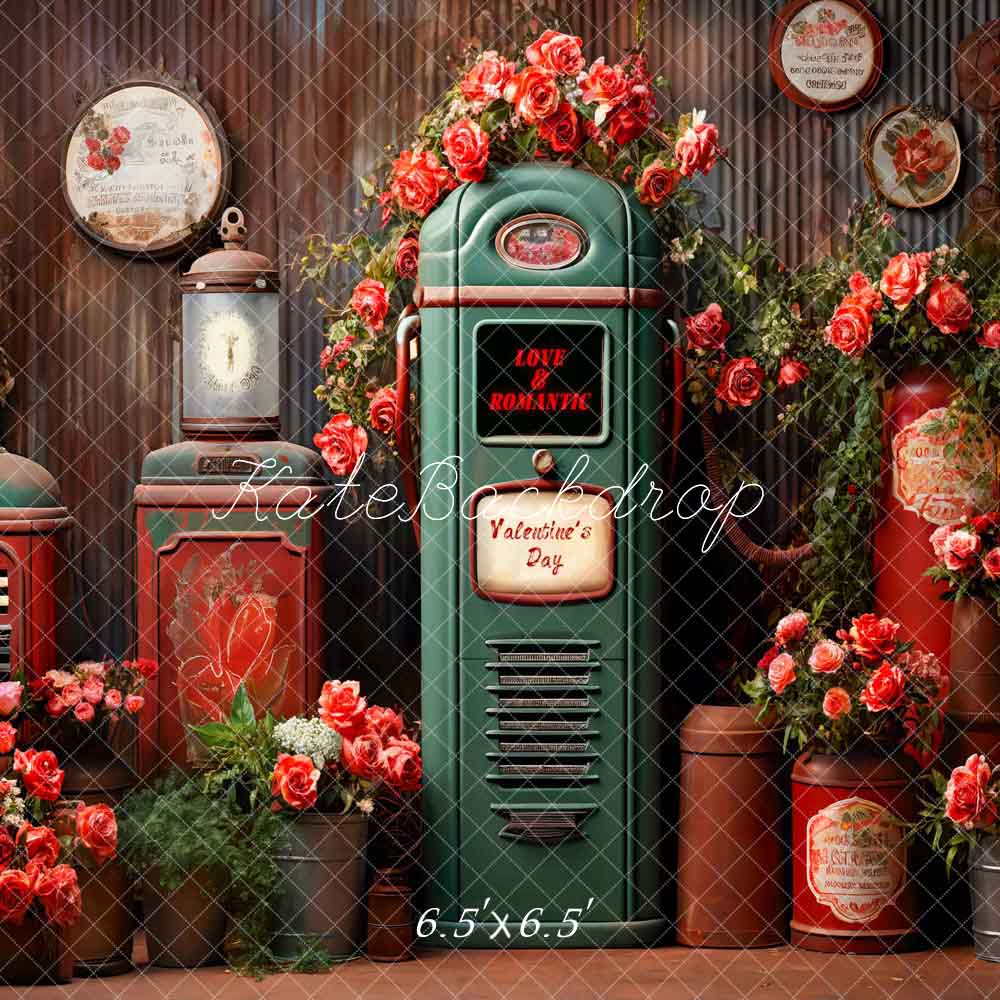 Valentijnsdag Bloemenbrievenbus Retro Kamer Foto Achtergrond Ontworpen door Chain Photography