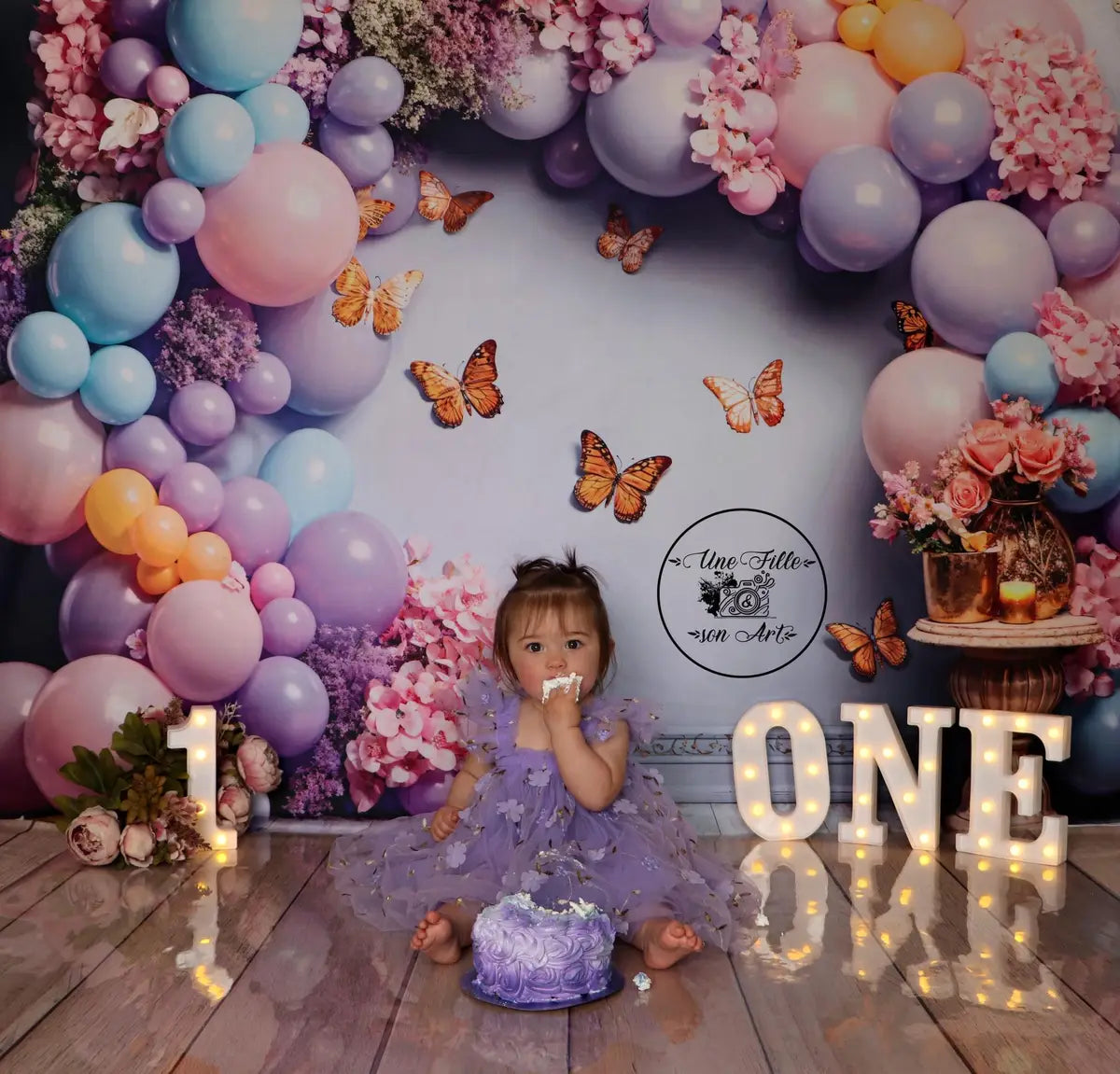 Kate Colorful Balloon Butterfly Wall Backdrop Designed by Chain Photography