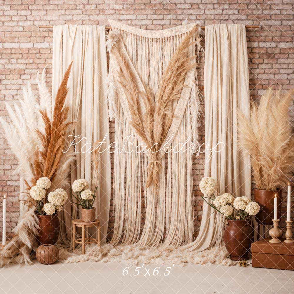Boho Candle Reed Gordijnen Fleece Foto Achtergrond Ontworpen door Chain Photography