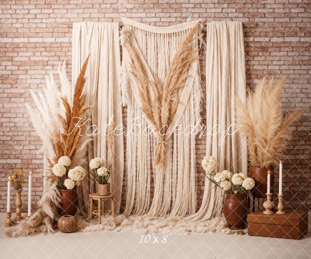 Boho Candle Reed Gordijnen Fleece Foto Achtergrond Ontworpen door Chain Photography