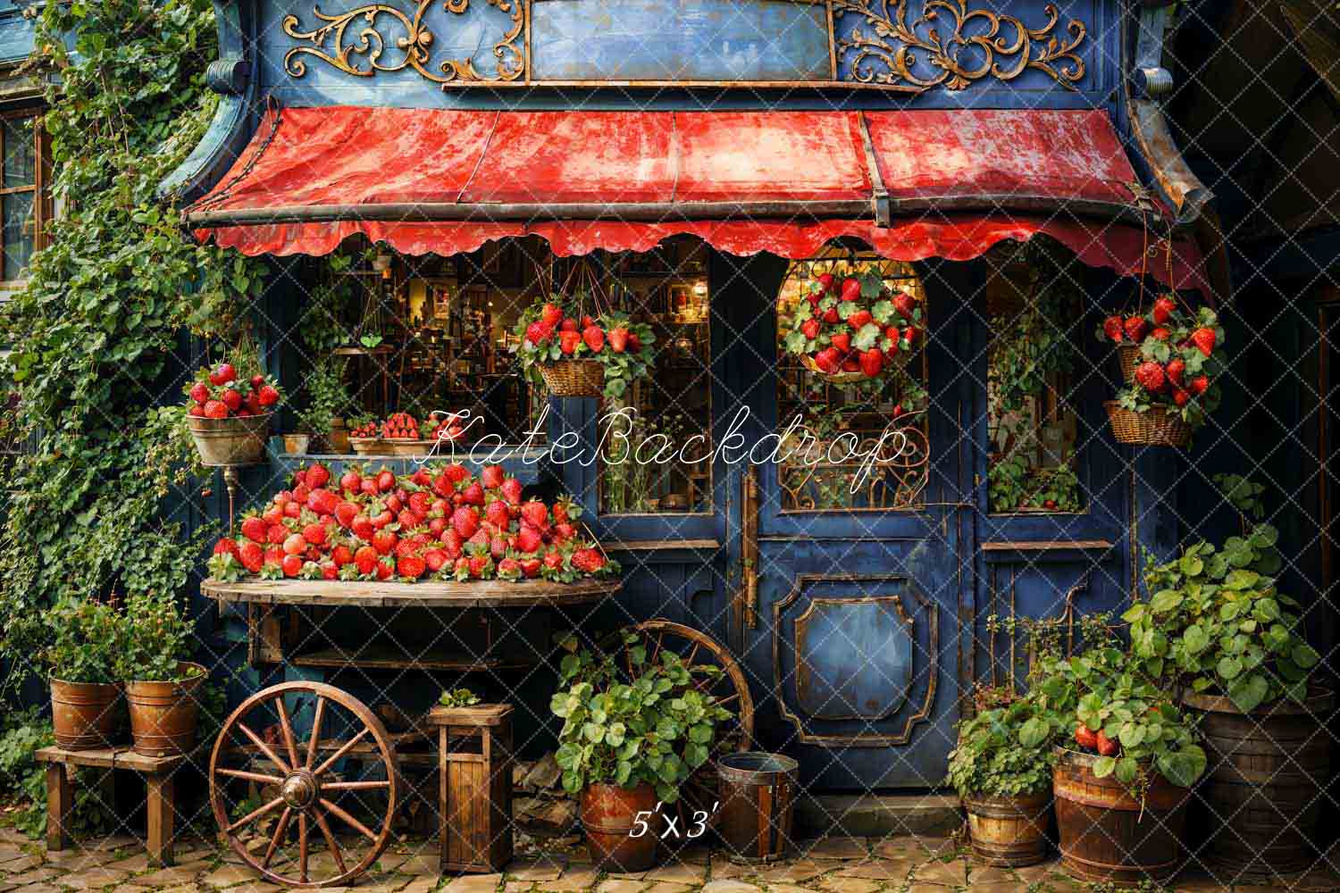 Groene Aardbeienhuis Foto Achtergrond Ontworpen door Emetselch