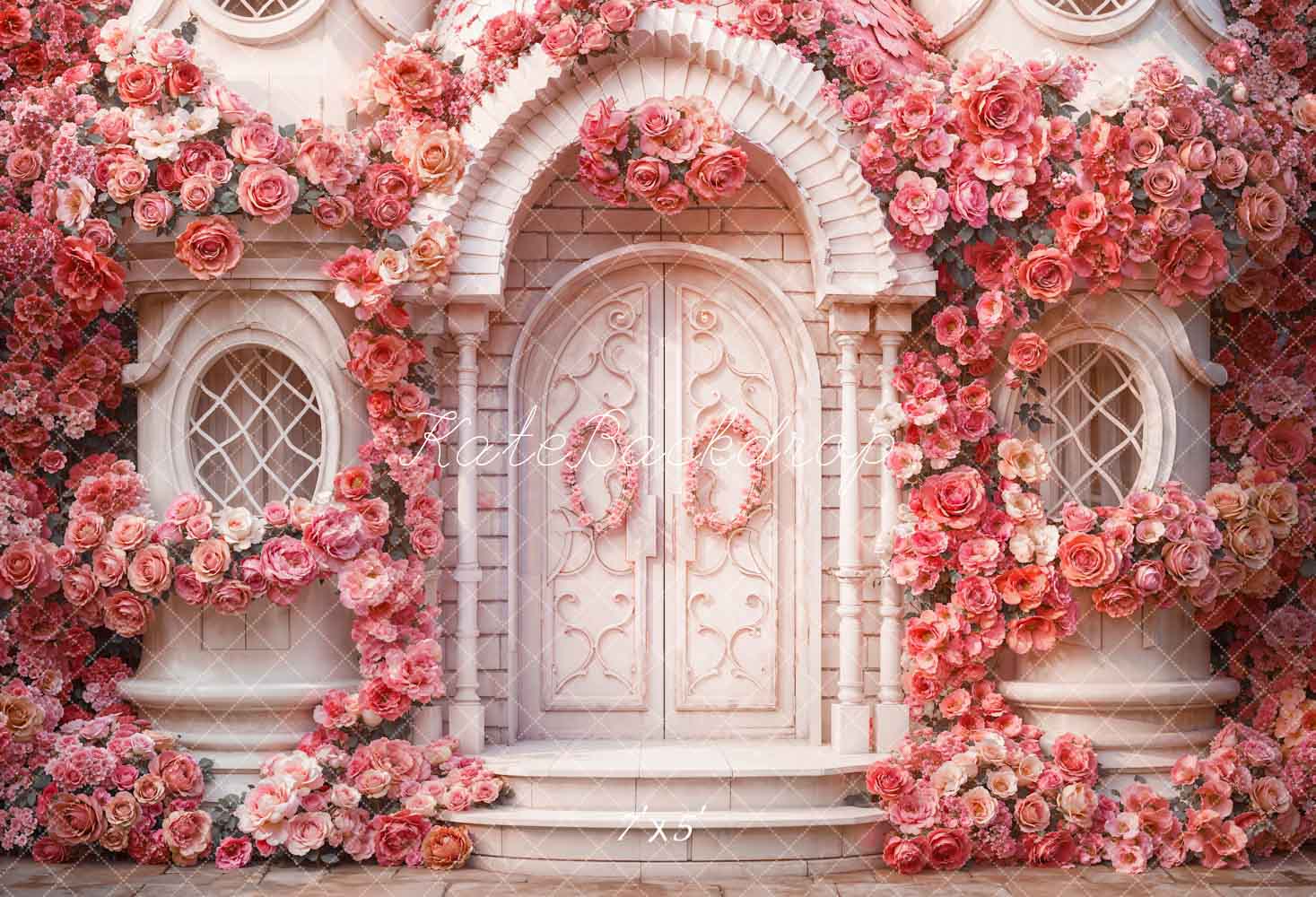 Fondo de casa con flores rosadas de primavera diseñado por Emetselch para el Día de San Valentín.