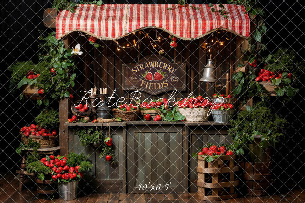 Kate Pet Spring Plant Green Strawberry Field Backdrop Designed by Emetselch