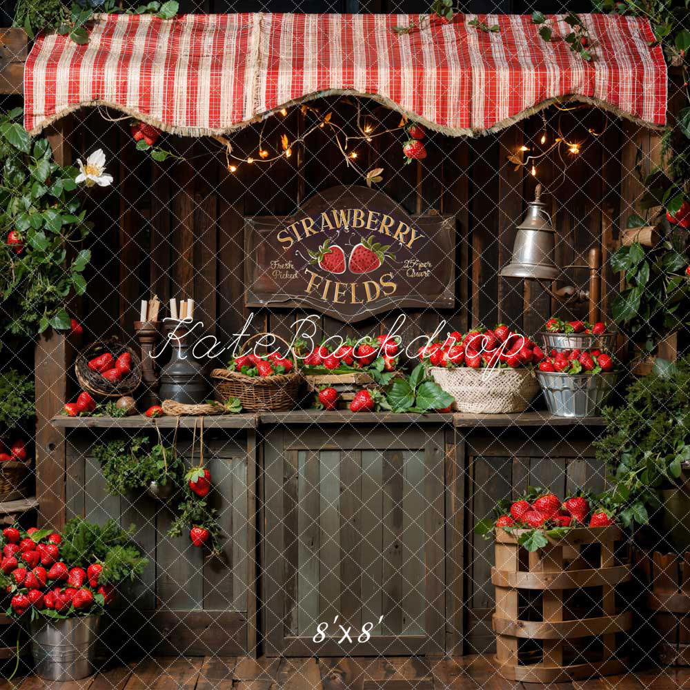 Kate Pet Spring Plant Green Strawberry Field Backdrop Designed by Emetselch