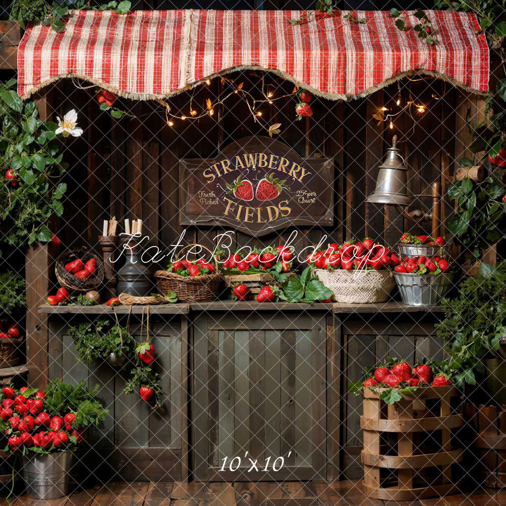 Kate Pet Spring Plant Green Strawberry Field Backdrop Designed by Emetselch