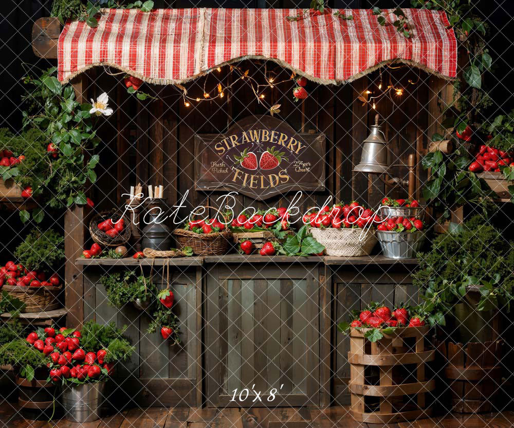 Kate Spring Plant Green Strawberry Field Backdrop Designed by Emetselch