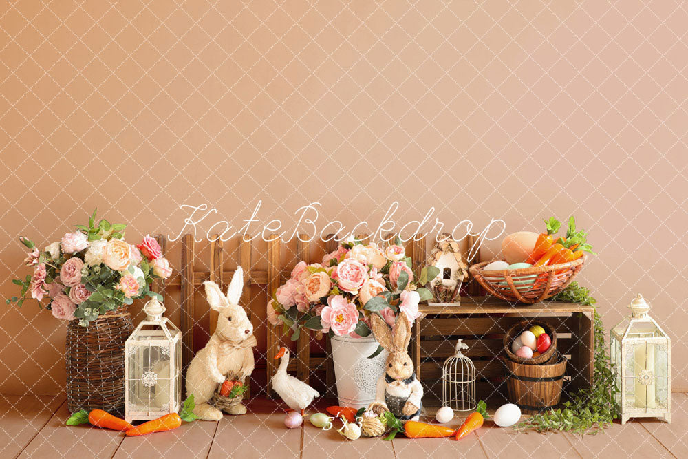 Kate Easter Eggs Flowers Rabbit Fence Backdrop Designed by Emetselch