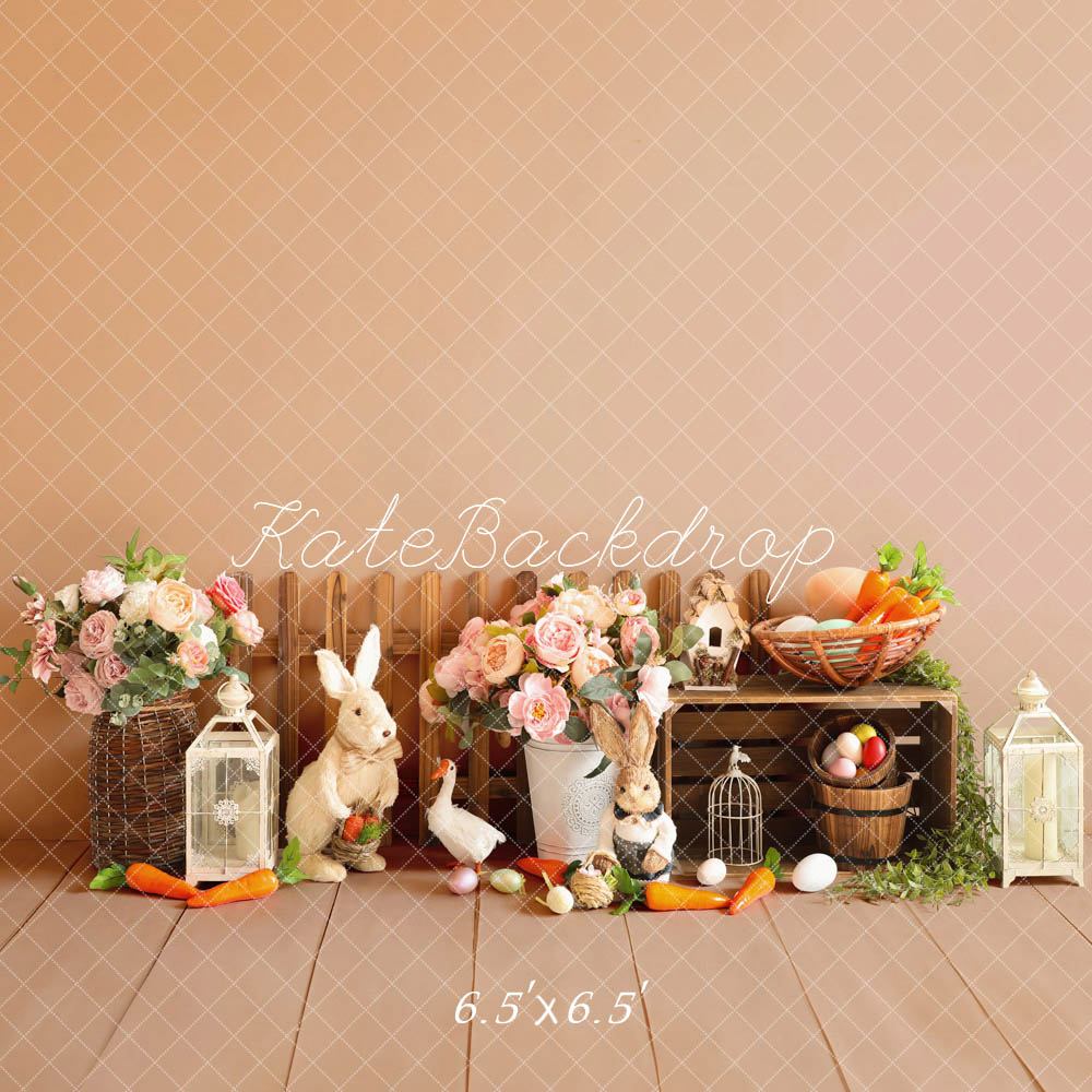 Kate Easter Eggs Flowers Rabbit Fence Backdrop Designed by Emetselch