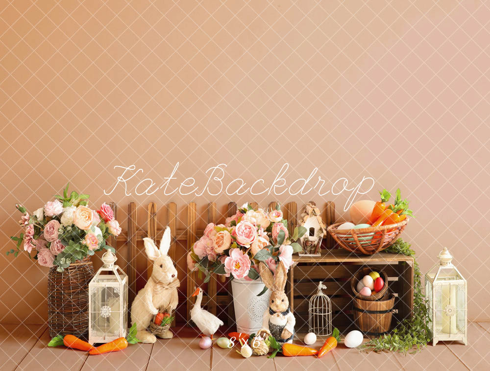 Kate Easter Eggs Flowers Rabbit Fence Backdrop Designed by Emetselch